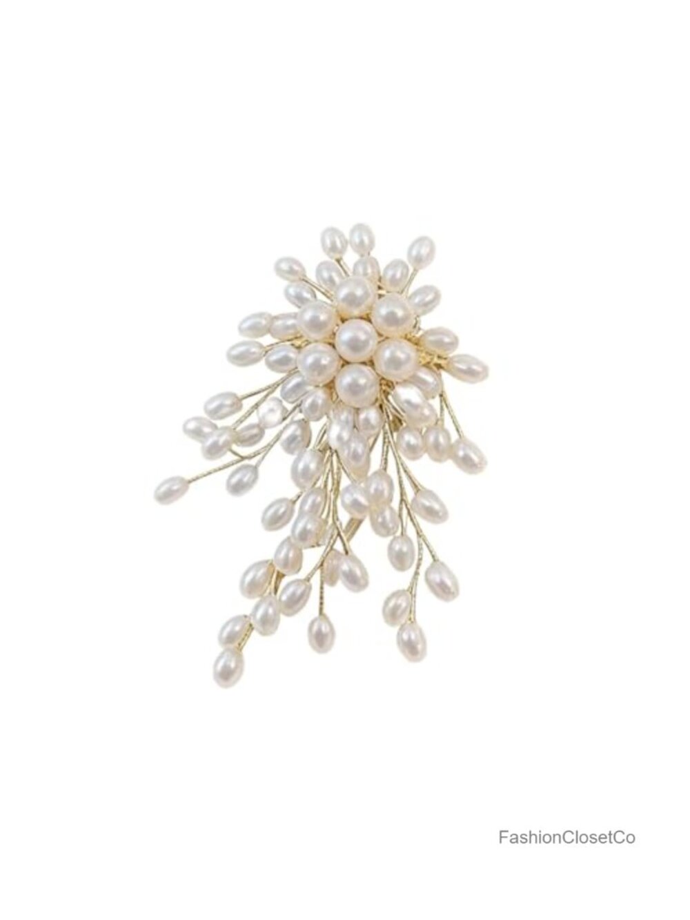 Pearl Brooch Elegant Flower Pin Crystal Rhinestone Corsage for Dress Suit Scarf